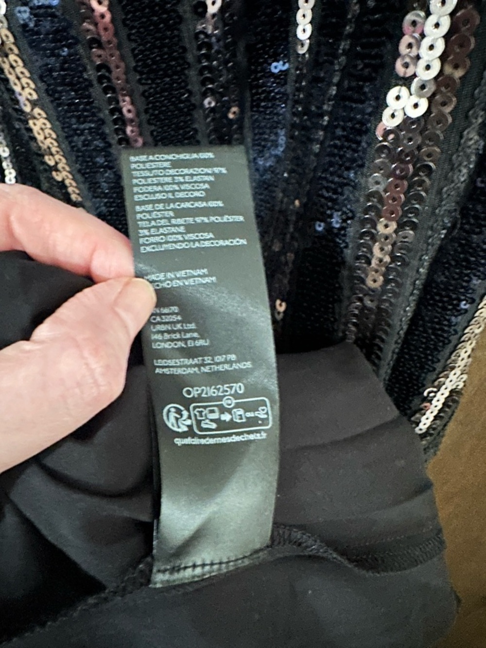 Anthropologie Maeve Navy Silver Black Sequin Striped Lined Mini Dress 2X Plus - Picture 14 of 16
